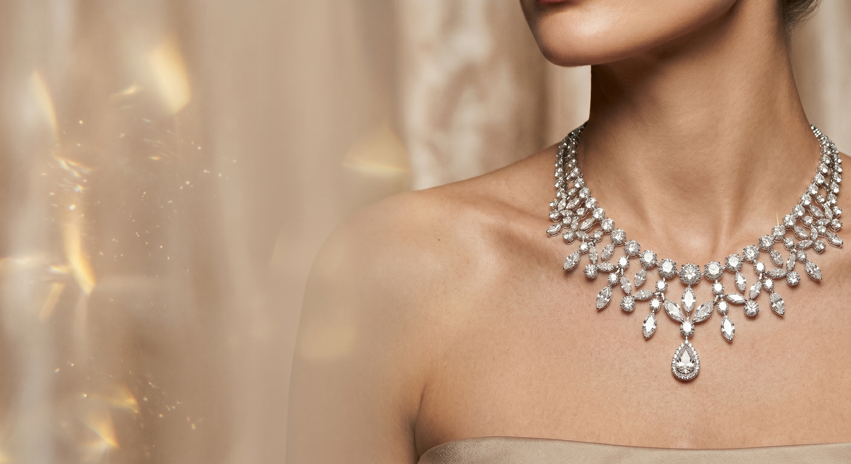 B2B Jewellery Model displaying Gold and Diamond designs - Zaveri Bazaar